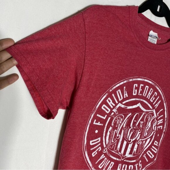 Gildan Red Florida Georgia Line Crew Neck Band Tee S - Picture 9 of 13